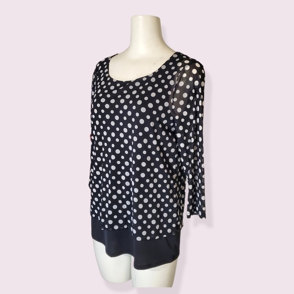 CHICO'S Black and White Dot Blouse - Picture 2 of 9